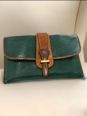 🦆DOONEY & BOURKE ALL WEATHER LEATHER LARGE MEDISON  CLUTCH PEBBLED GREEN  WALLET